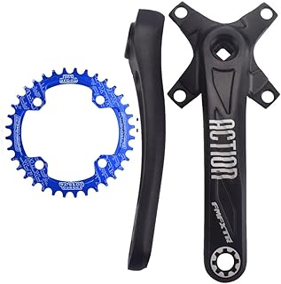 WIQUYBML Bielas integradas Huecas para Bicicleta de montaña, 104BCD, 34/36/38T, 170/172,5/175 mm, de aleación de Aluminio, para 8/9/10/11/12 velocidades (Color: Azul, 172,5 mm, tamaño: 38T)