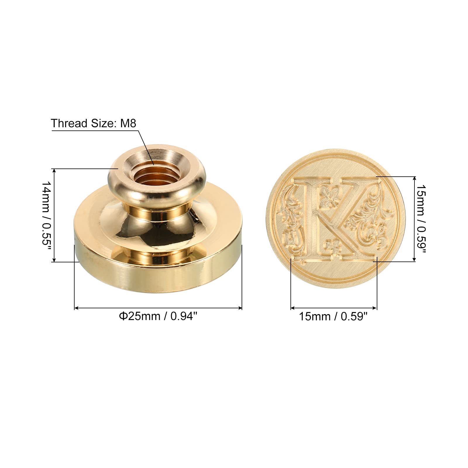 PATIKIL Alphabet K Wax Seal Stamp, Initial Letter Sealing Wax Stamp Classic Retro Brass Head for Envelope Invitation Cards - Image 2
