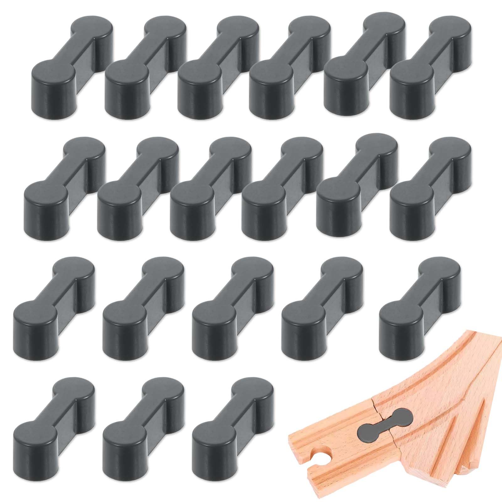 Lot de 20 adaptateurs de rail en bois, rallonge durable, adaptateur de rail en bois, robustesse, adaptateur de raccordement de voie en bois, convient pour les chemins de fer jouets (3,5 x 0,8 x 0,6