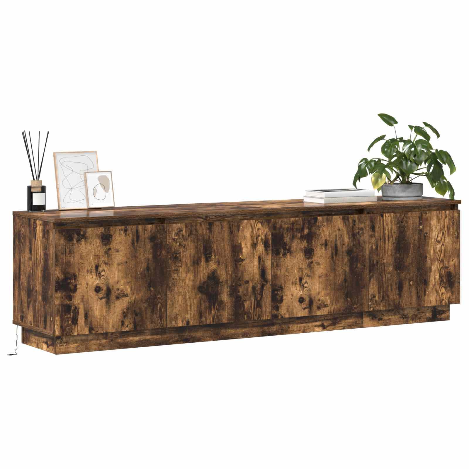 vidaXL Meuble TV Chêne fumé 180 x 38 x 49 cm Bois d'ingénierie, Solutions de Rangement Modernes, Meuble Mural rectangulaire, unité média compacte, mobilier Multifonctionnel