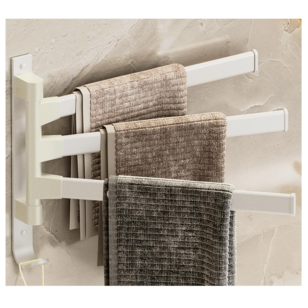 LMYSXAOZ Modern Swivel Towel Rack - Thickened Metal Swing Out Bar Space Saving Swinging for Bathroom Wall Mounted Holder Organizer With 4 Arms White-3Bar