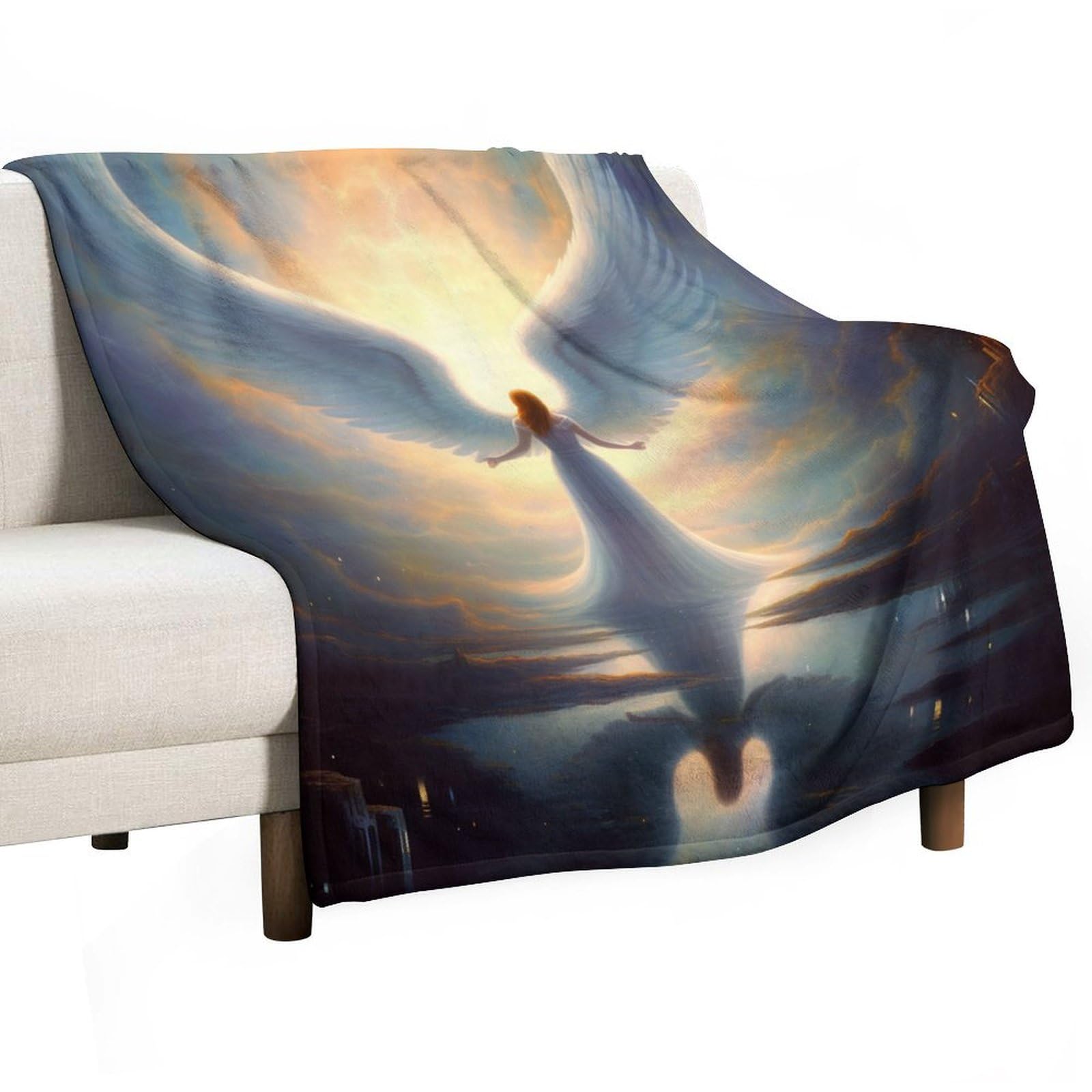 Angels Puszysty koc polarowy, odporny na mechacenie, ciepły i wygodny, na łóżko i sofę, łatwy w pielęgnacji, 178 x 203 cm