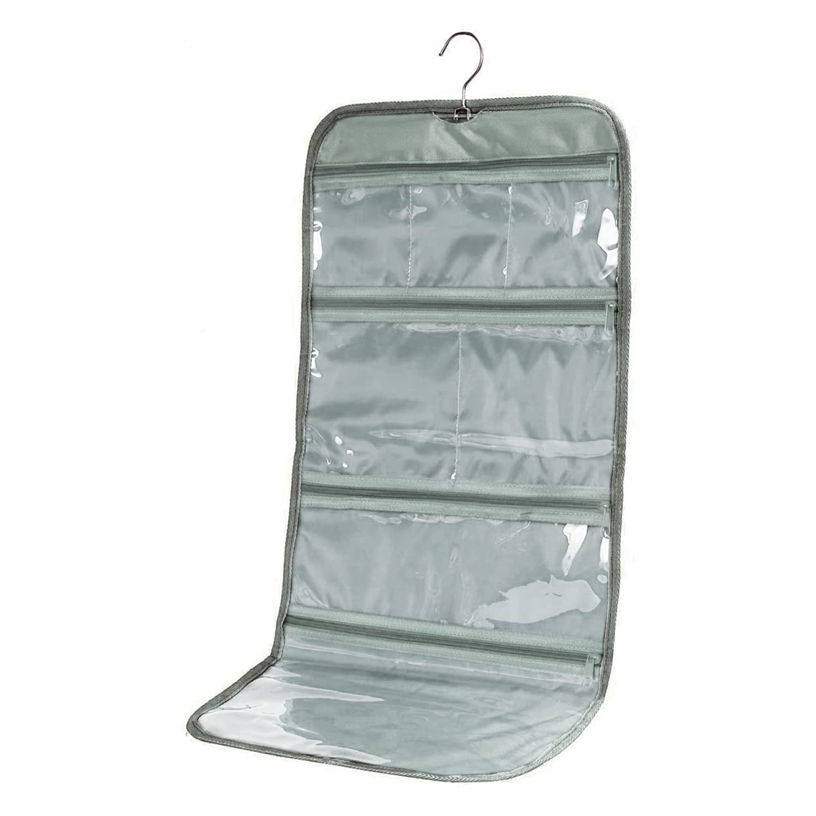WODISON Foldable Clear Hanging Travel Toiletry Bag Cosmetic Organiser Storage, Grey, One Size