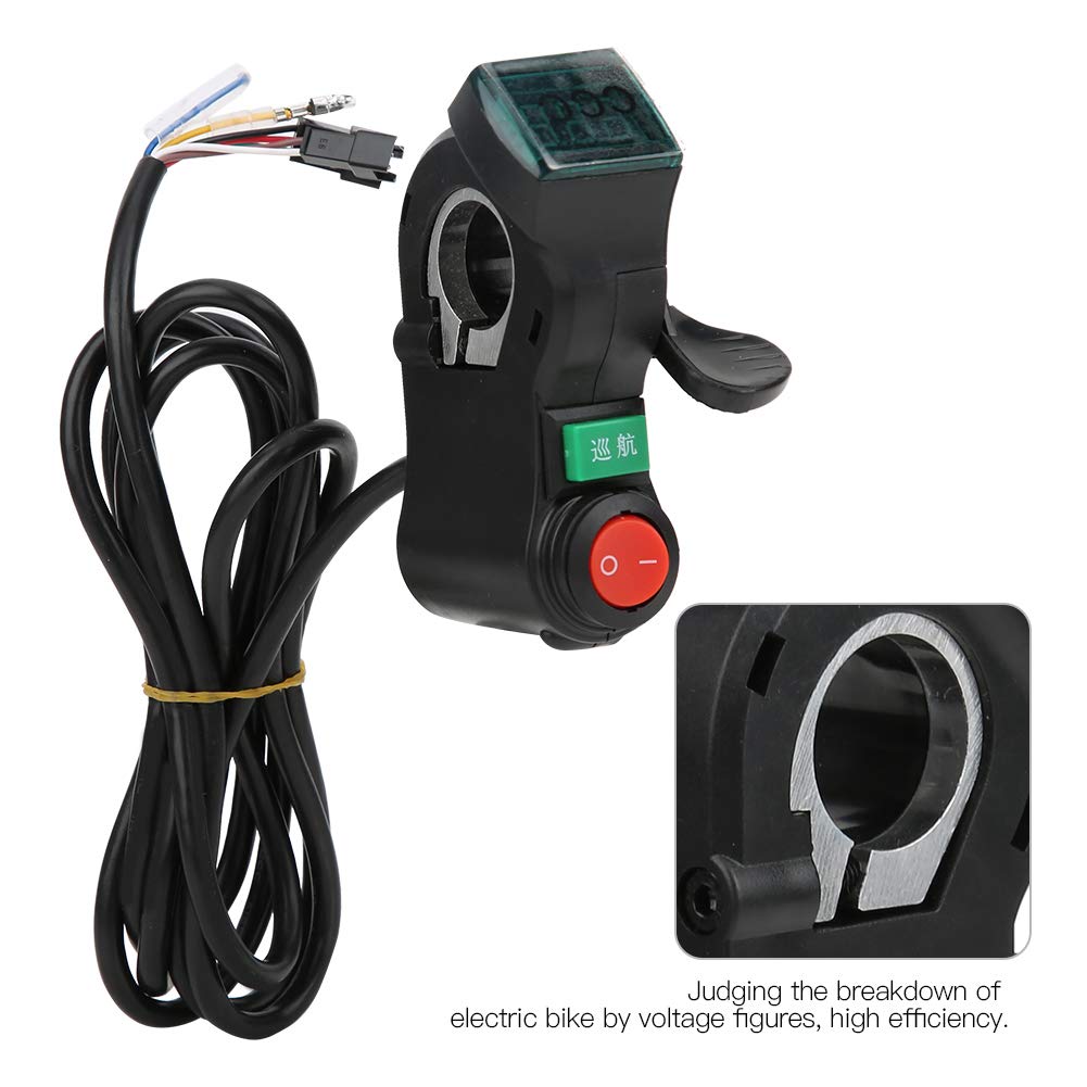Poignée d'accélérateur de vélo, poignée d'accélérateur de vélo électrique écran d'affichage à LED interrupteur à clé vélo électrique accessoire de poignée d'accélérateur de scooter électrique accessoi