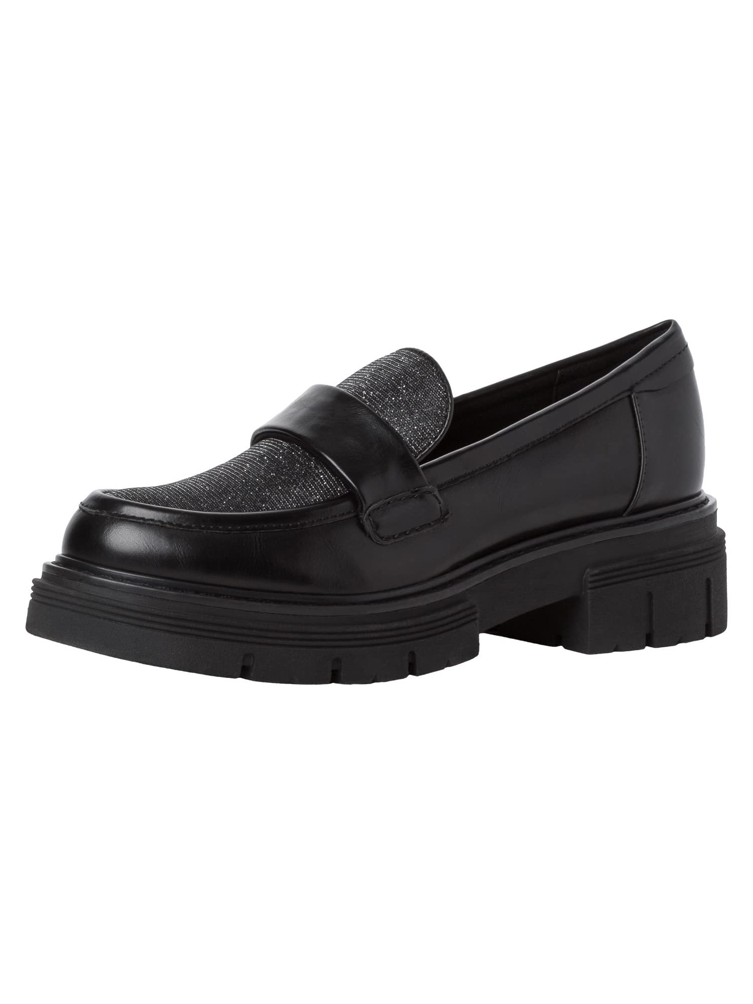 MARCO TOZZI Women' 2-2-84702-29 Loafer Flat, Black Brush Cb, 6.5 UK