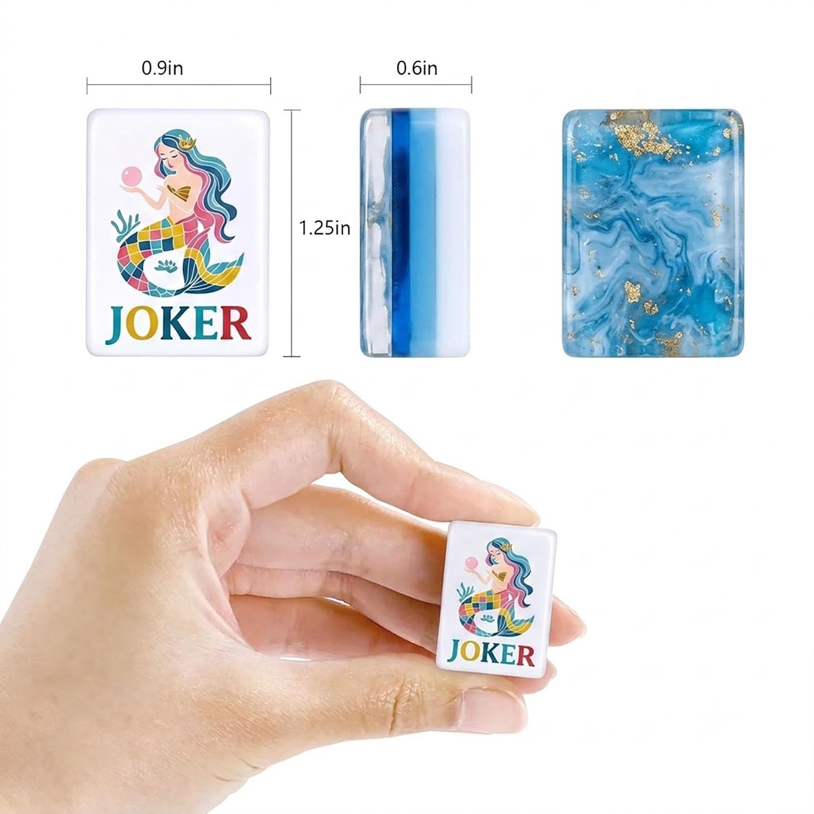 Set Mahjong nautico Ocean, acrilico premium a 4 strati inciso a mano