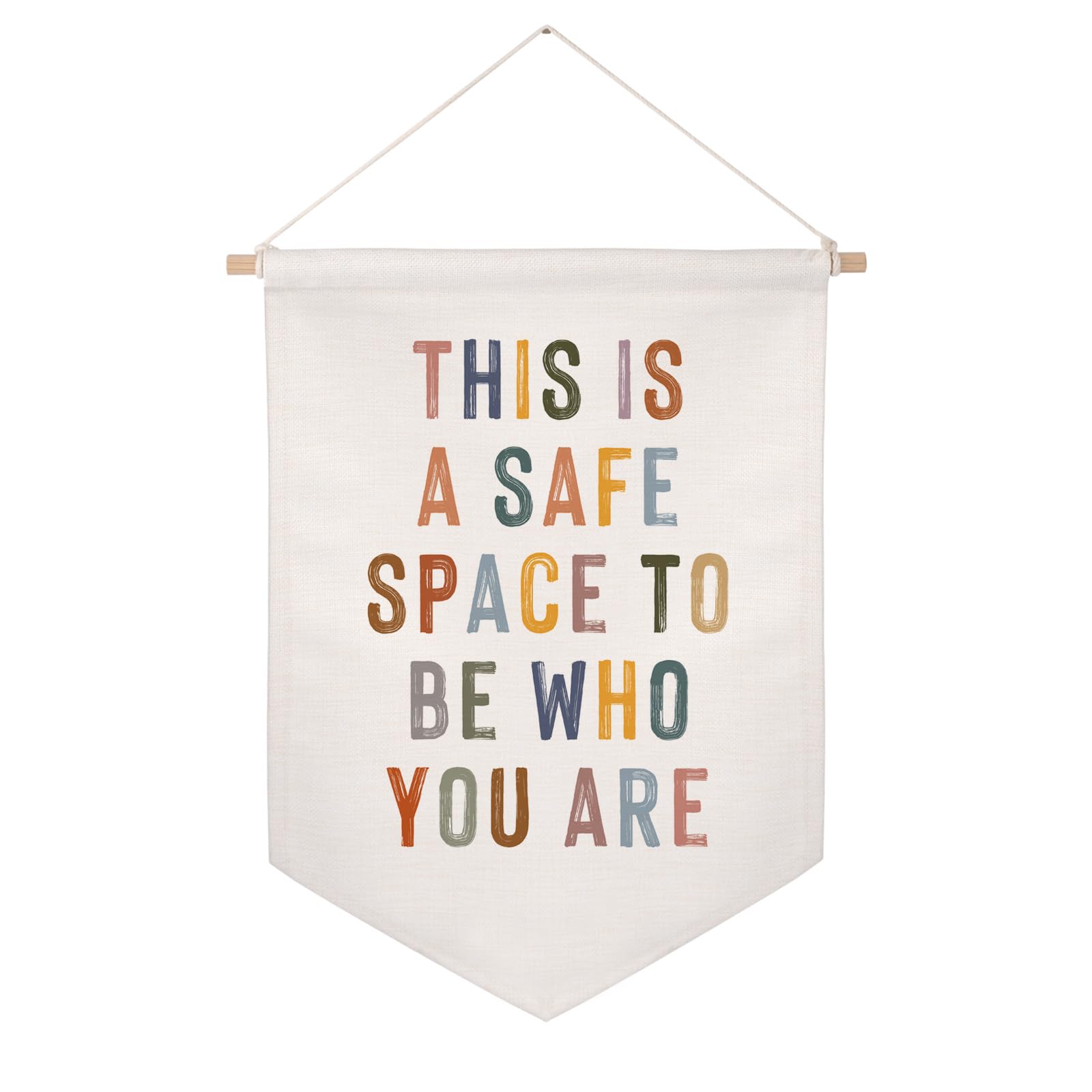 This Is A Safe Space Wall Hanging Banner, Therapy Office Wall Decor, School Counselor, Psychologist Wall Hanging, Classroom Pennant Flag, School Counselor Sign, Calming Corner, Growth Mindset