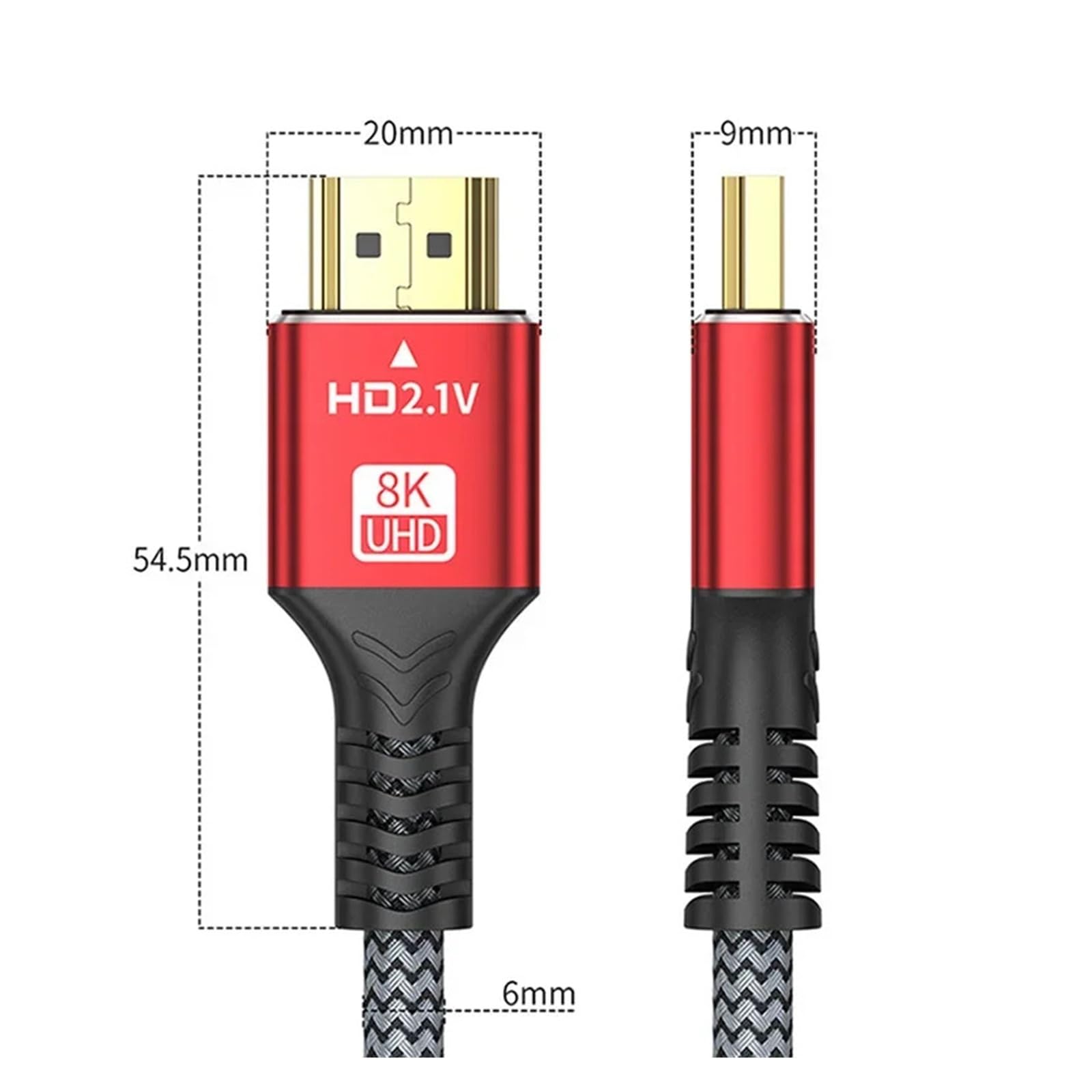 Câble HDMI 2.1 (48 Gbit/s, 8K À 60 Hz/4K À 120 Hz, HDR/3D) Fonctionne For HDTV/PC(2m)