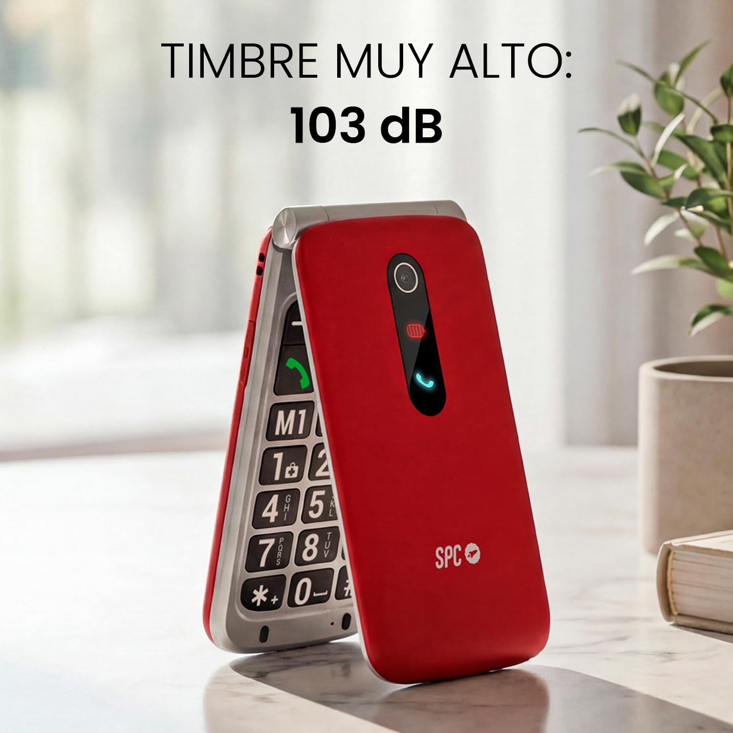 SPC Stella 3 + Cargador 20W | Teléfono móvil para Mayores con Tapa y 4G | Menú y Teclas Grandes | Botón SOS, configuración remota, Compatible audífonos y Volumen 103dB | Base Carga