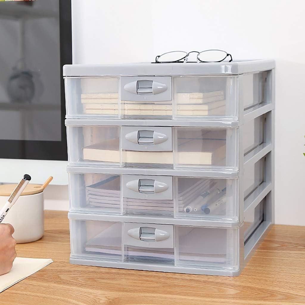 SnamicE Transparent 4-Layer Document,A4 File Storage Box,Compact Office Desk,Gray Paper Holder With Drawer For Efficient Document Management,