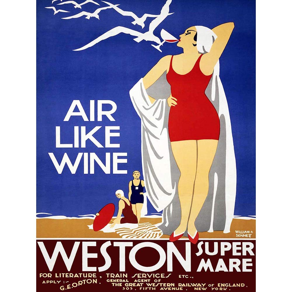 Wee Blue Coo Travel Tourism Weston Super Mare Gwr Railway UK Vintage Advert Art Print Poster Wall Decor 12X16 Inch