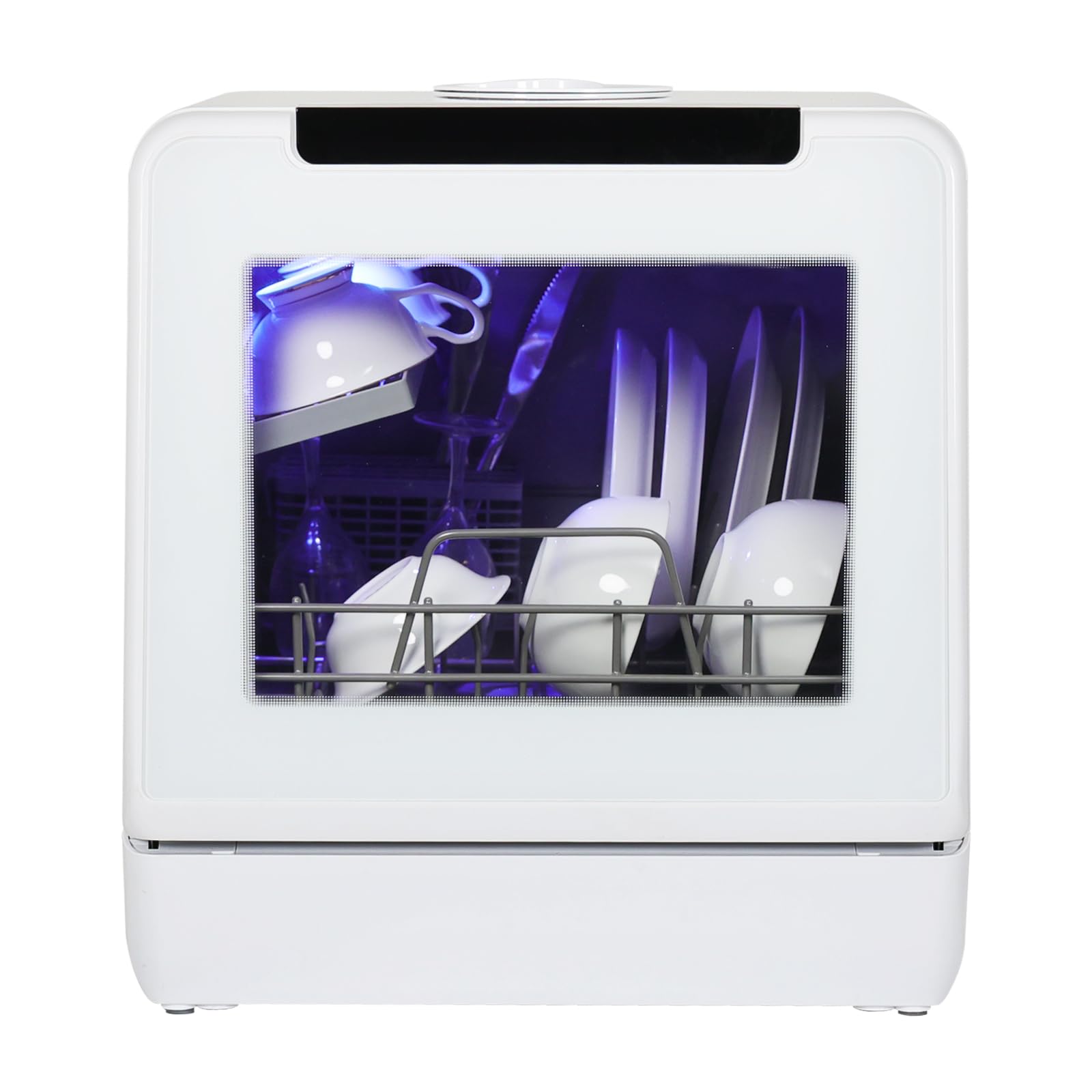 ekliptMini Table Top Dishwasher Portable Countertop Dishwasher with 6+4 Programs, Built-in 5L Water Tank Dual Water Supply Modes with Touch Control, LED Display, Drying Cycle & Fruit Wash (WHITE)
