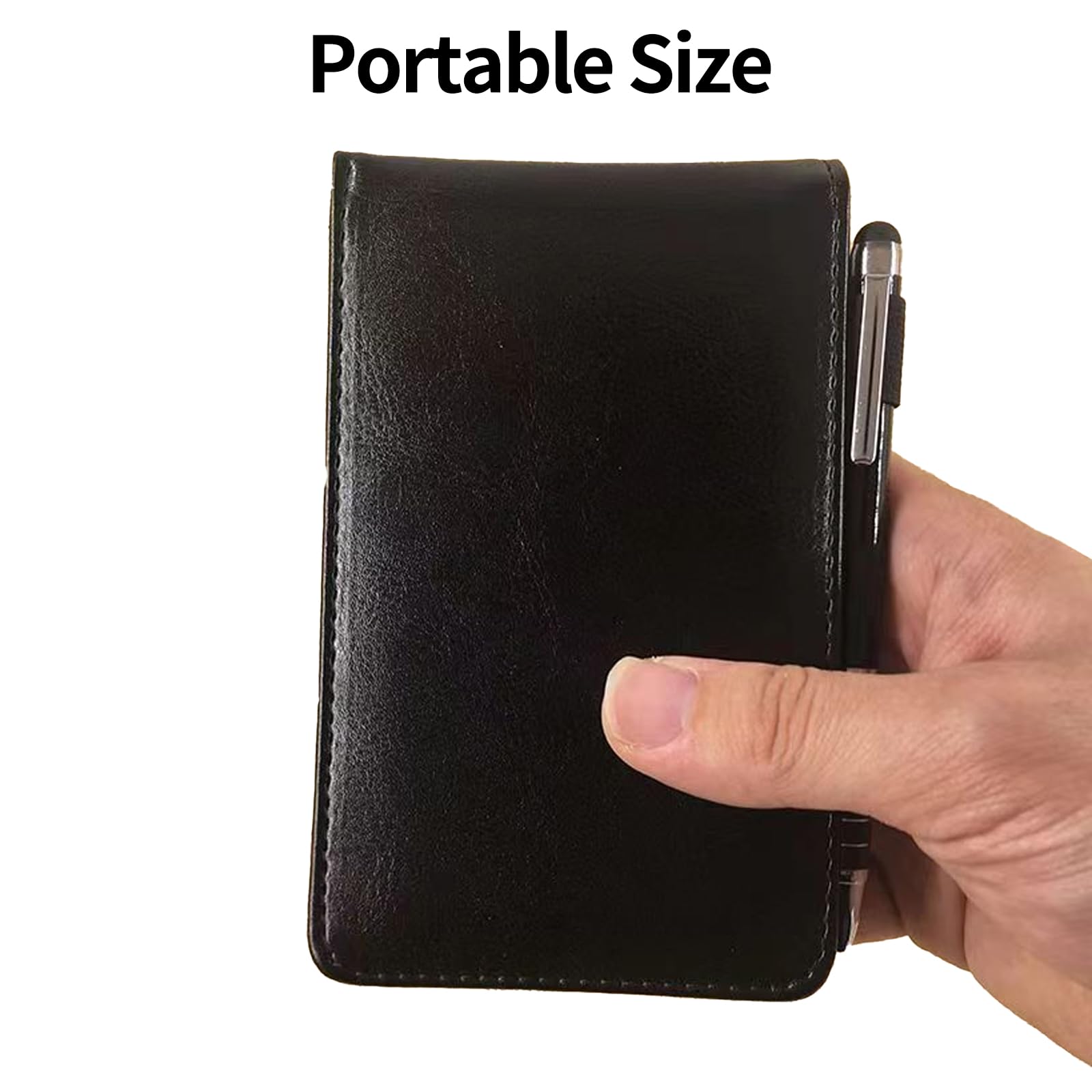 FUZVOL 8 PCS Pocket Notebook Set,Small A7 Notebook with Pen Loop,Leather Notebooks Holder with 7 Notepad(30 Lined Sheets) and 1 Metal Pen for Office School Taking Notes - Image 4