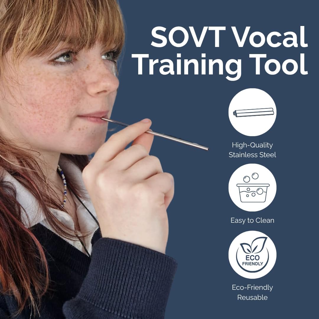 – SOVT Straw Set for Singers, Speakers & Teachers | Vocal Warm-Up & Voice Therapy Tool | 3 Stainless Steel Straws + Cleaner & Travel Case | Reusable Voice Training Aid
