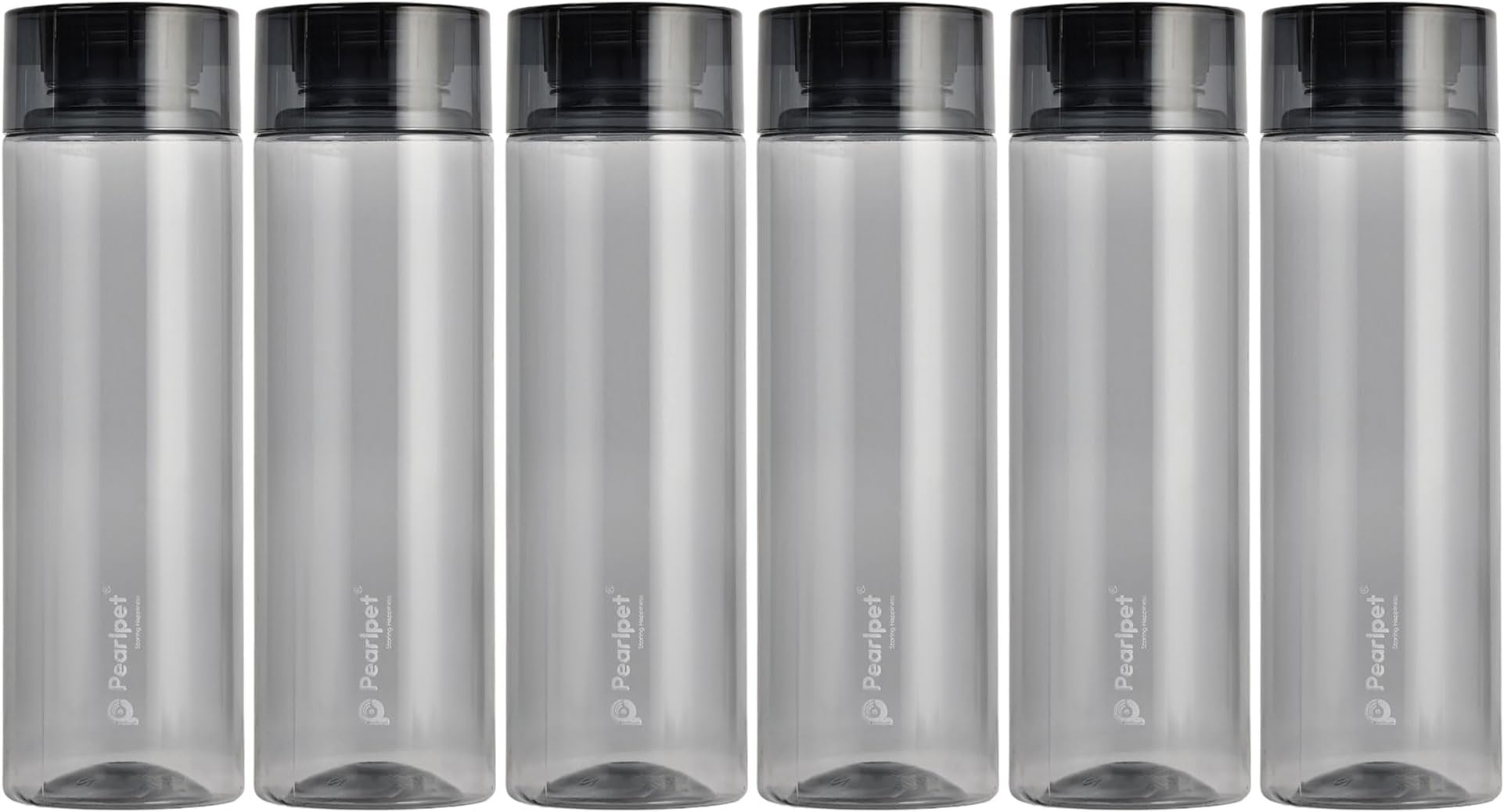 BPA-free Plastic Water Bottle Set of 6 Pcs, Each 1000ml (Hydrous-SmokeGrey)