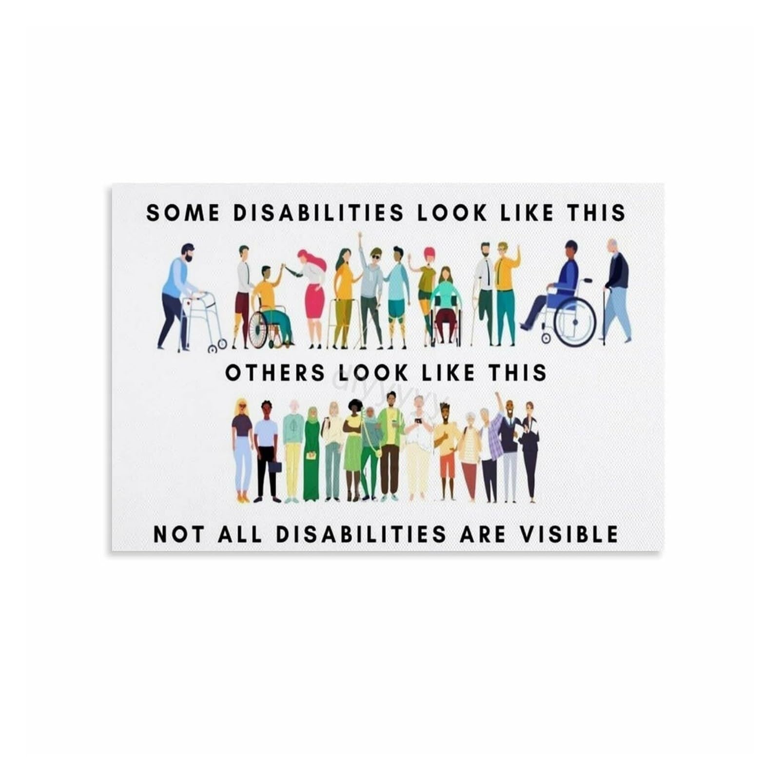 FOPURE Disability Inclusion Poster, Not All Disabilities Are Visible, Empathy and Understanding Wall-Art for Workplace(Unframed,16x24inch(40x60cm))