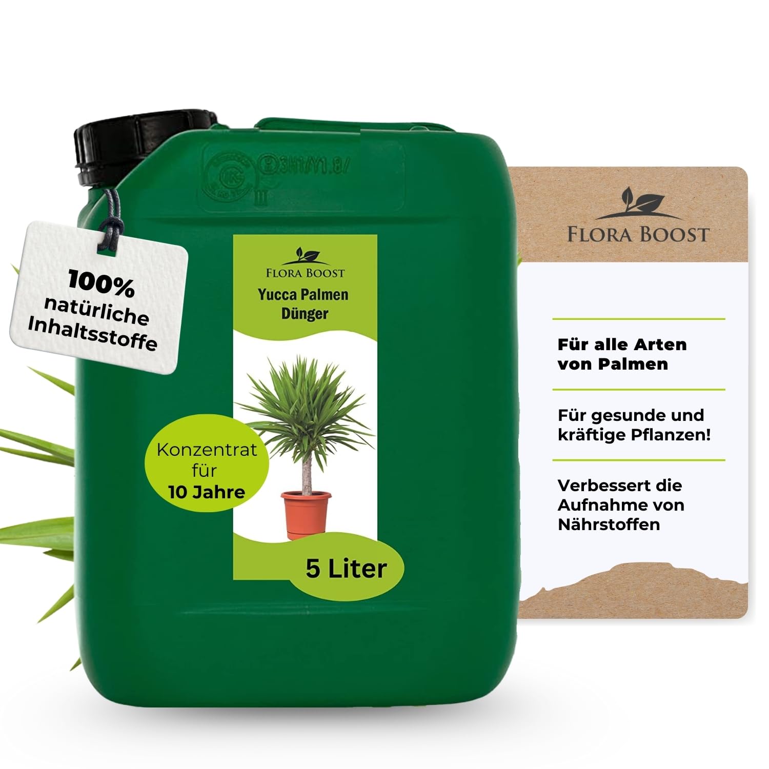 Konfitee Yucca Palmen Dünger Flora Boost 5000ml I Für bis zu 1000L Gießwasser I Zimmerpflanzen Dünger für Palmlilien I Flüssiger Blatt- & Wurzeldünger I 100% natürlicher Pflanzendünger