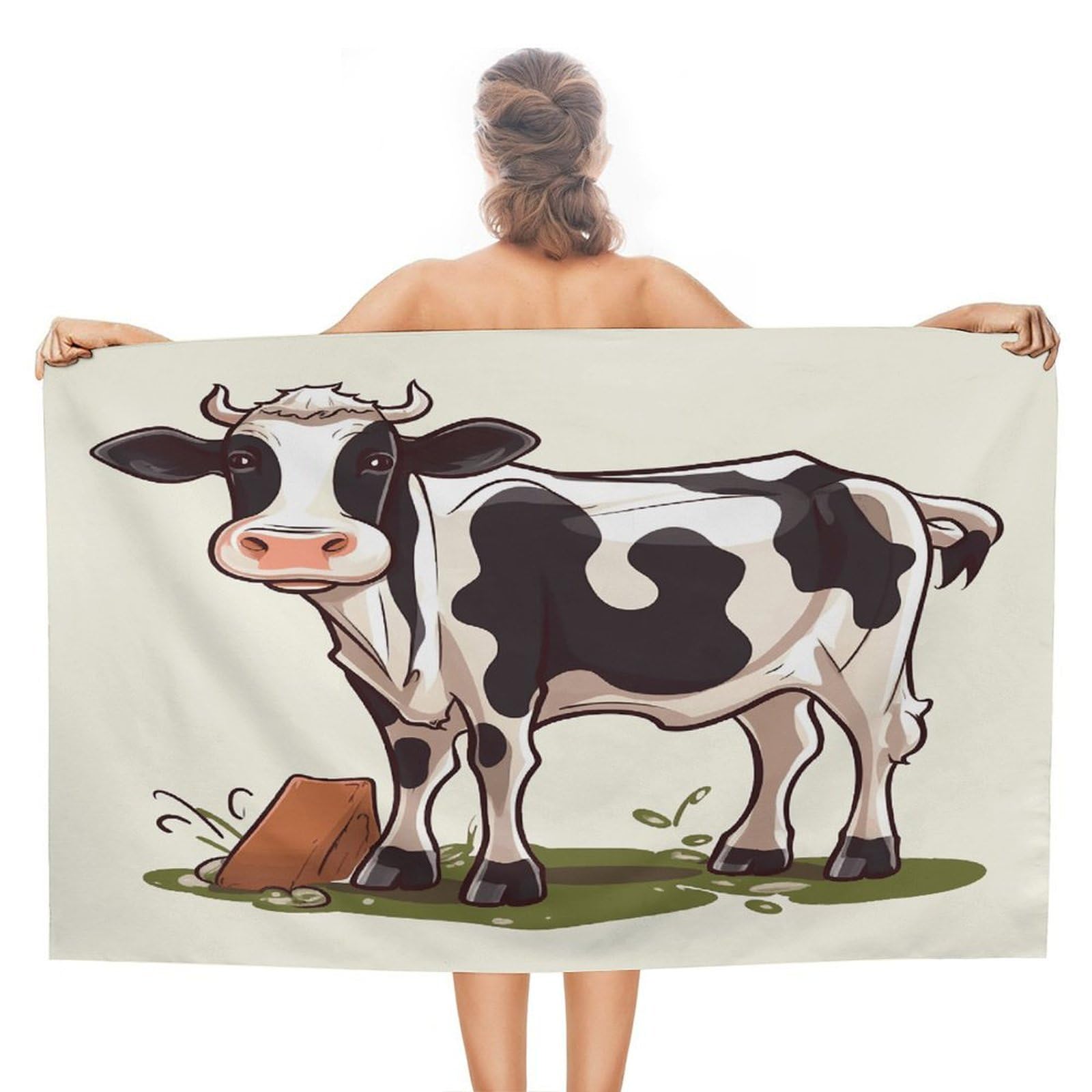 FekiLoot Dairy Cow Beach Towel Absorbent & Quick Dry Pool Towels 31 X 51 Inches Extra Large Sandfree Beach Blanket Towels Soft Lightweight Travel Towel for Swim Yoga Camping