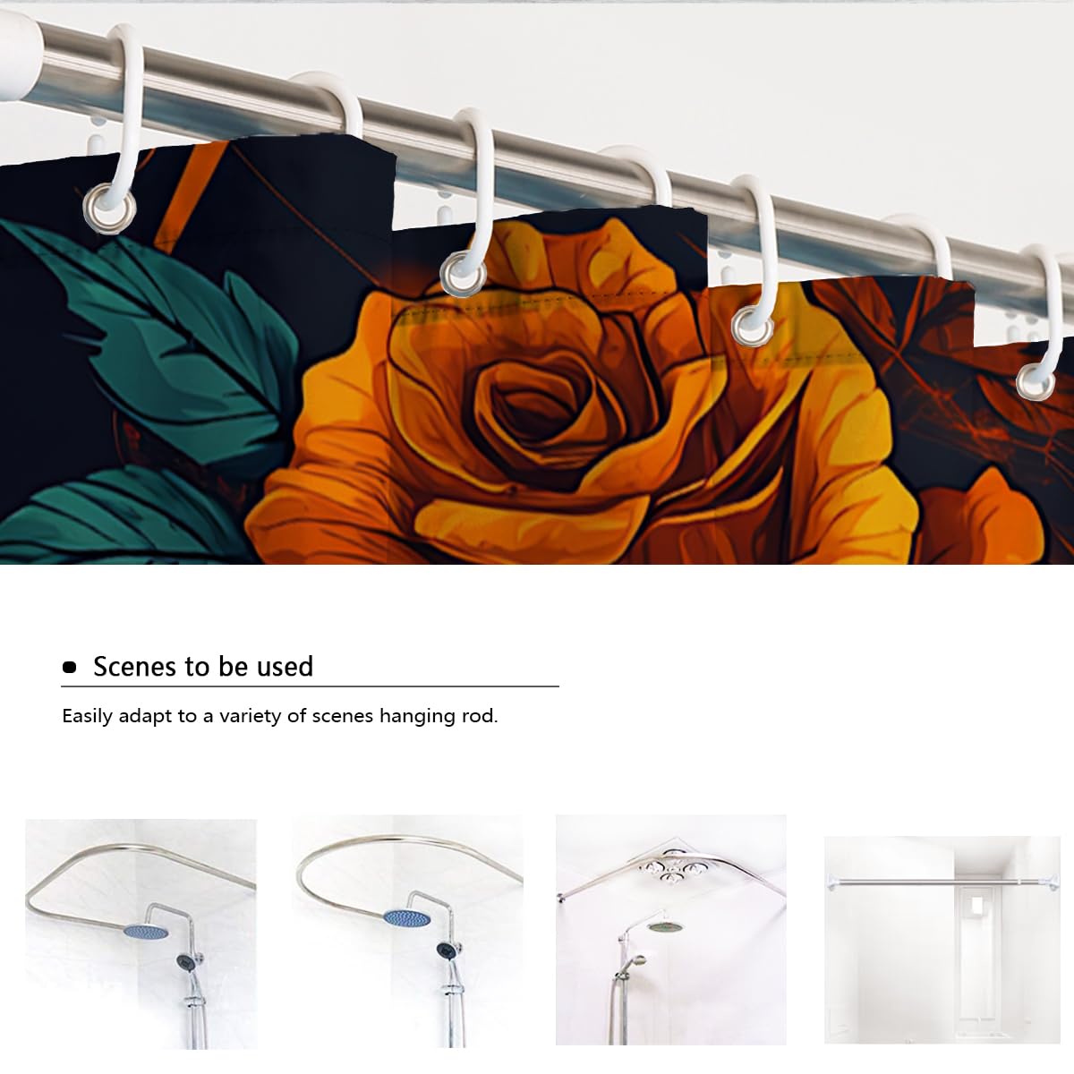 Tende Doccia Teschio Gotico Halloween Zucca Rosa Gialla 200x200cm