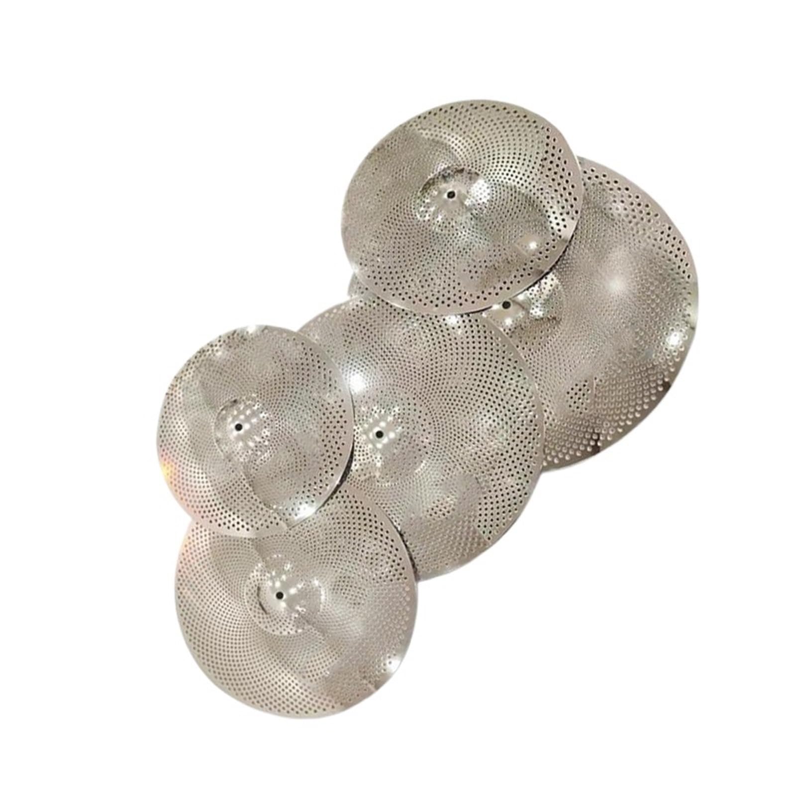 Set di piatti per batteria Piatto Silenzioso A Basso Suono In Argento Lucido 5 Pezzi Materiale In Lega 14" 16" 18" 20"