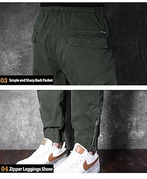 Men's Casual Cargo Pants Loose Fit Elastic Waistband Texture
