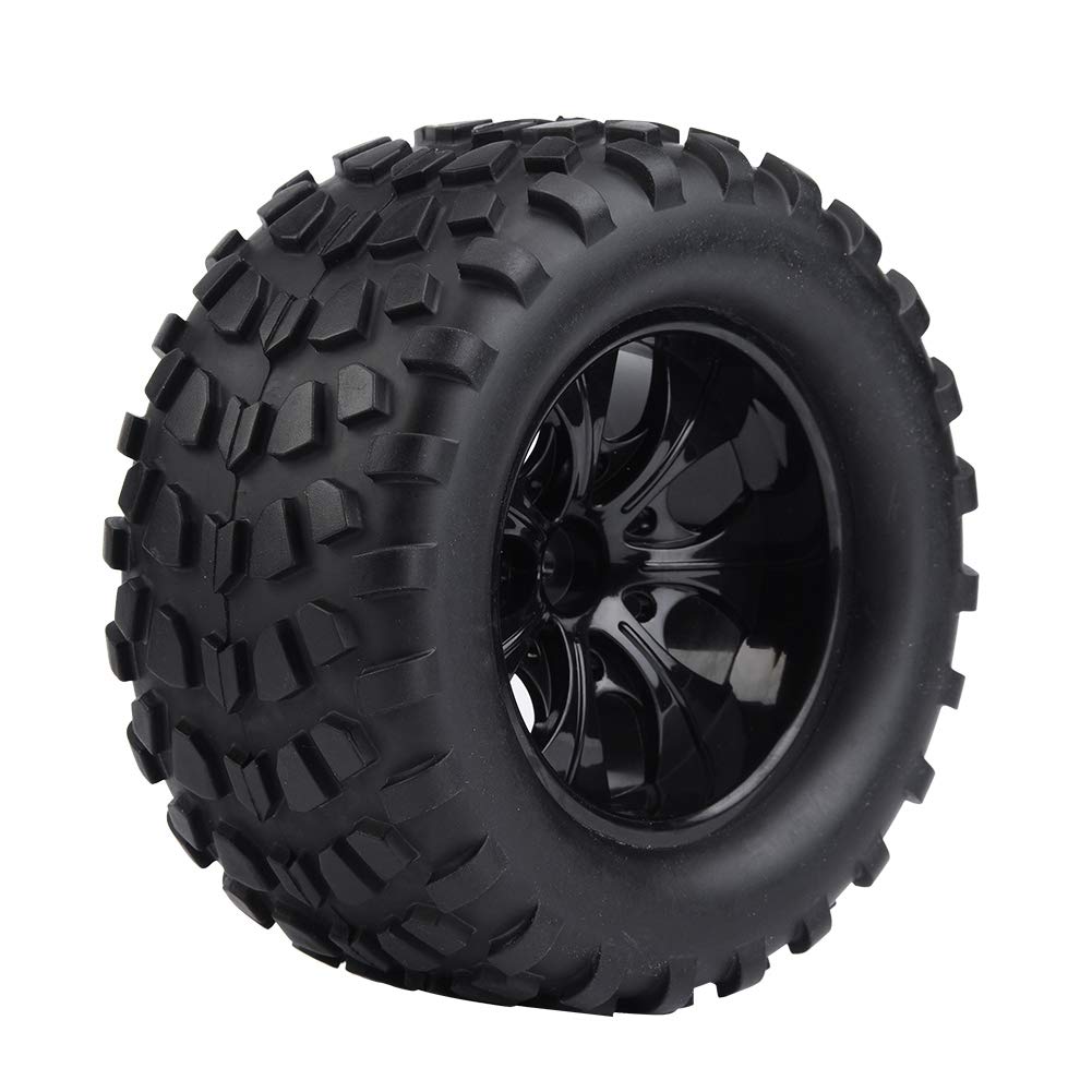 RC1/10 Uniwersalne opony modelowe, zestaw 4 gumowych opon do monster trucka RC, 12mm sześciokątne, czarne (7 otworów)