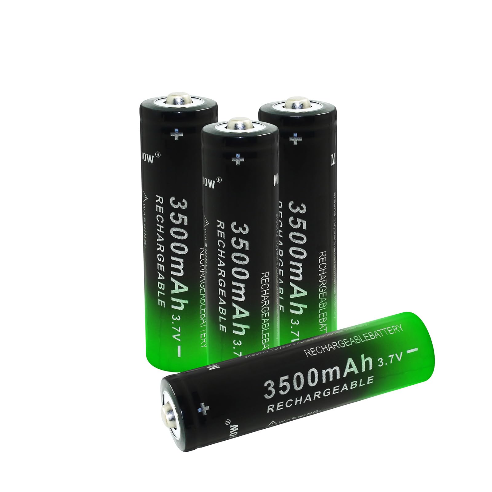 3.7 Volt Rechargeable Battery, 3500mAh High Capacity Rechargeable Batteries, High Power Long Lasting for Headlamp, LED Flashlight, Remote Control Car, Electronic Devices etc (4)