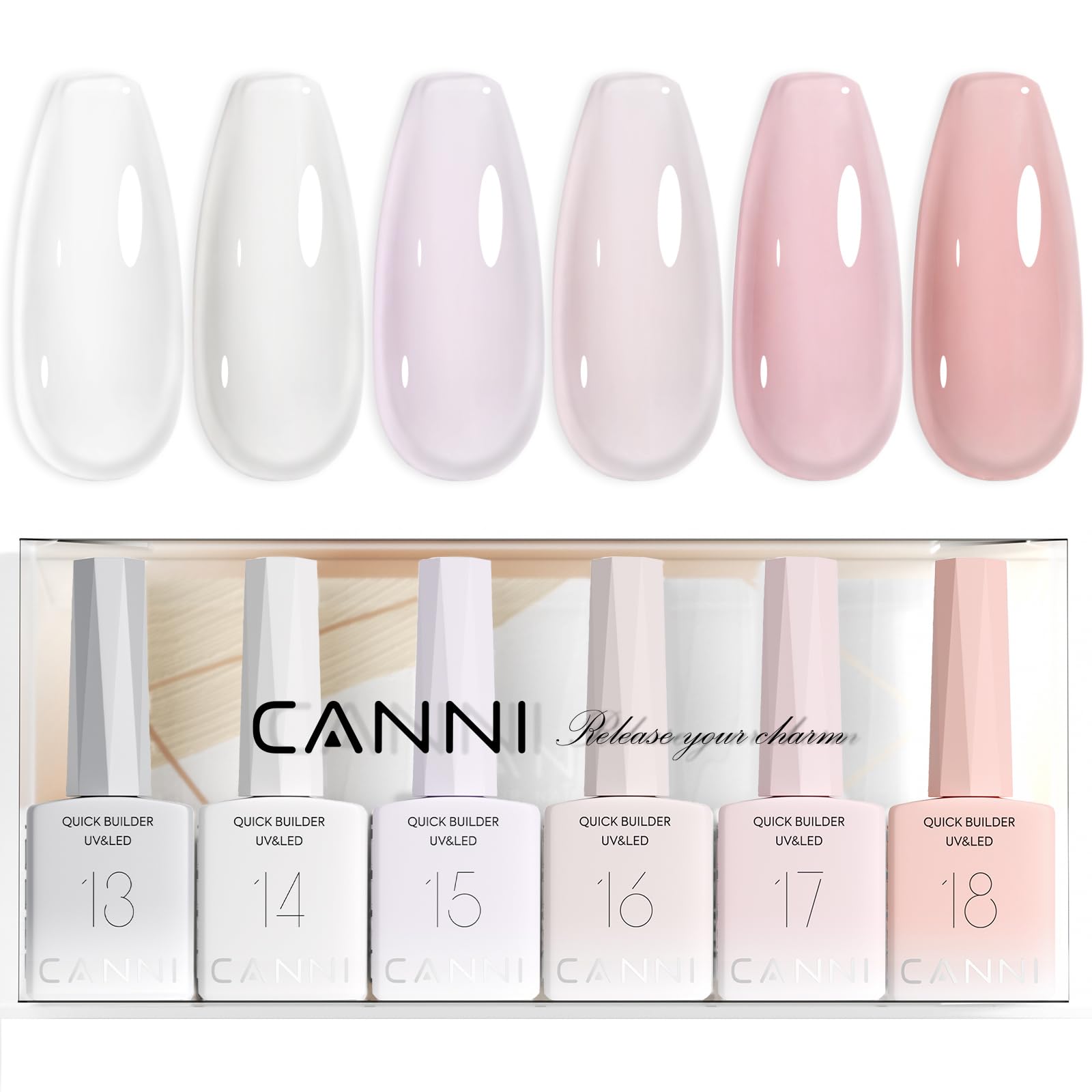 Amazon.com: CANNI 6 Pcs 9 Ml Clear Quick Builder Nail Gel Polish