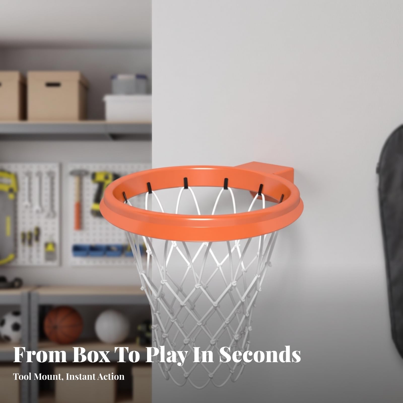 Anello da Basket con Rete Stabile | Struttura a Gancio Monopezzo, Appendibile, Bordo da Basket con Rete, per All'aperto, al Chiuso, Arancione Multicolore
