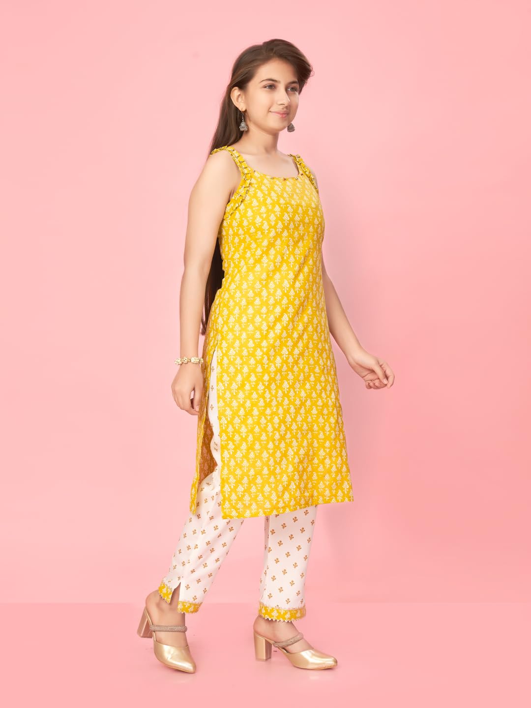Aarika Girls Yellow Colour Cotton Printed Kurti (Kurti-K-Tr-01-Yellow-32)