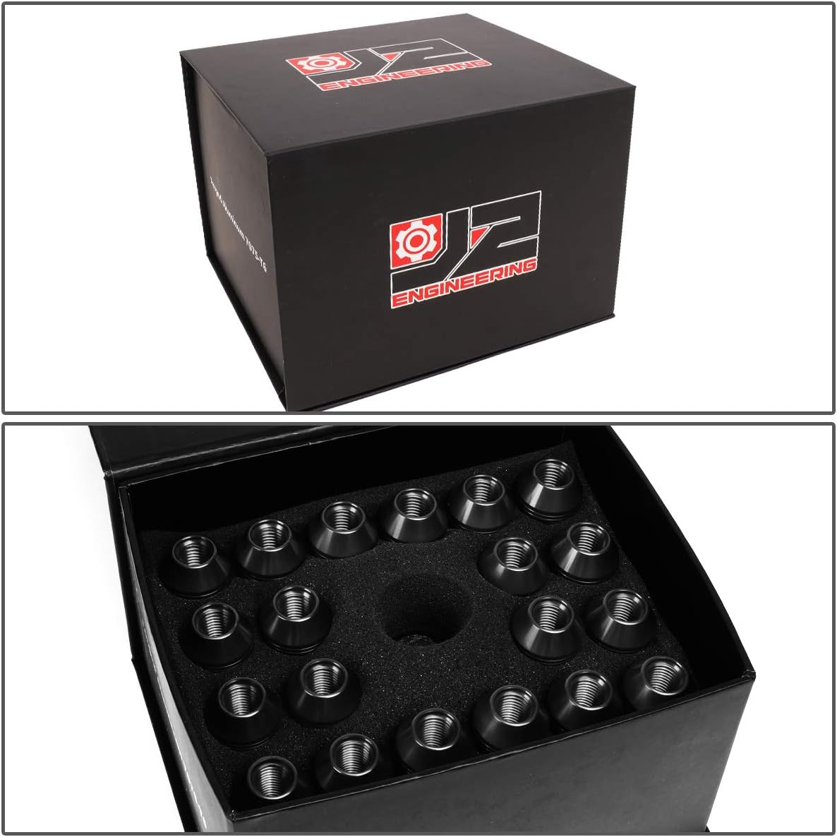 J2 Engineering LN-T7-025-15-BK 7075 Aluminum M12 x 1.5 25mm OD / 70mm 20x Lug Nut + 1x Key