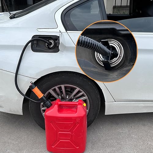 Miniatura 7 de S&L-Winyer Bomba de transferencia de combustible con abrazaderas, bomba de líquido portátil transfiere gasolina, manguera extra larga de 35.6