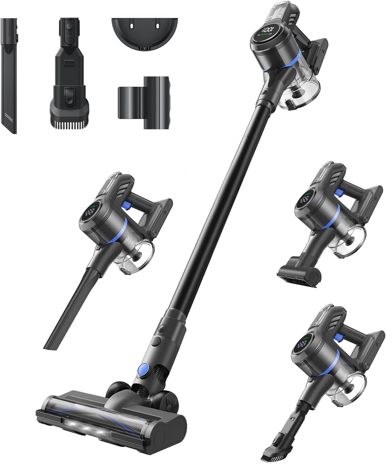 DREAME J30-W Cordless Vacuum Cleaner, 450W Powerful Suction, 65Min Runtime, LED Headlights, HEPA Filtration, Detachable Battery, Stick Vacuum Cleaner for Pet Hair & Hard Floor
