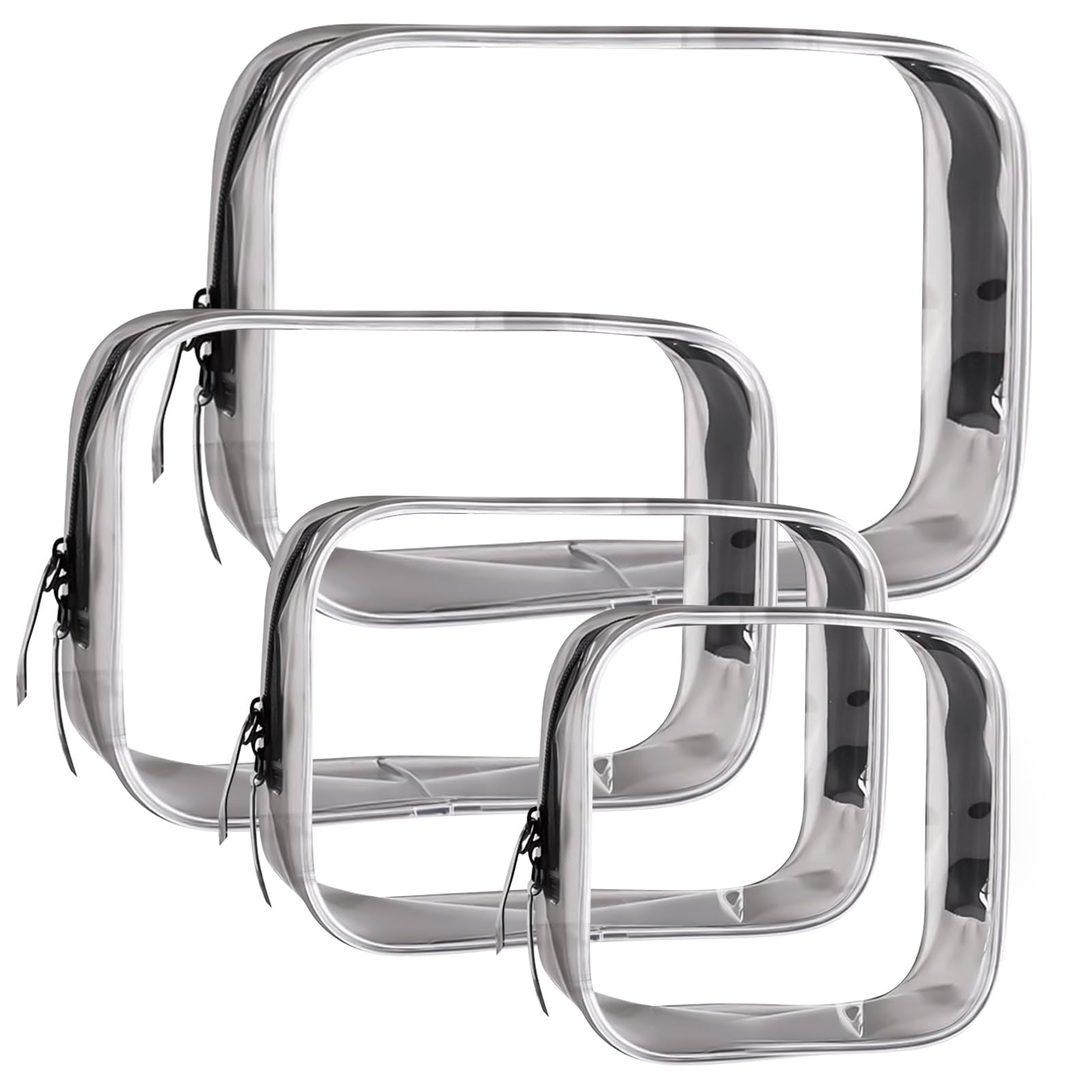 NVIYAM 4 PCS Neceser Transparente e Impermeables con Certificado TSA, Neceser Juvenil para Vacaciones, Viajes, Baño, Accesorios de Viaje, Avión, Líquidos, Bolsa de Cosméticos de PVC,