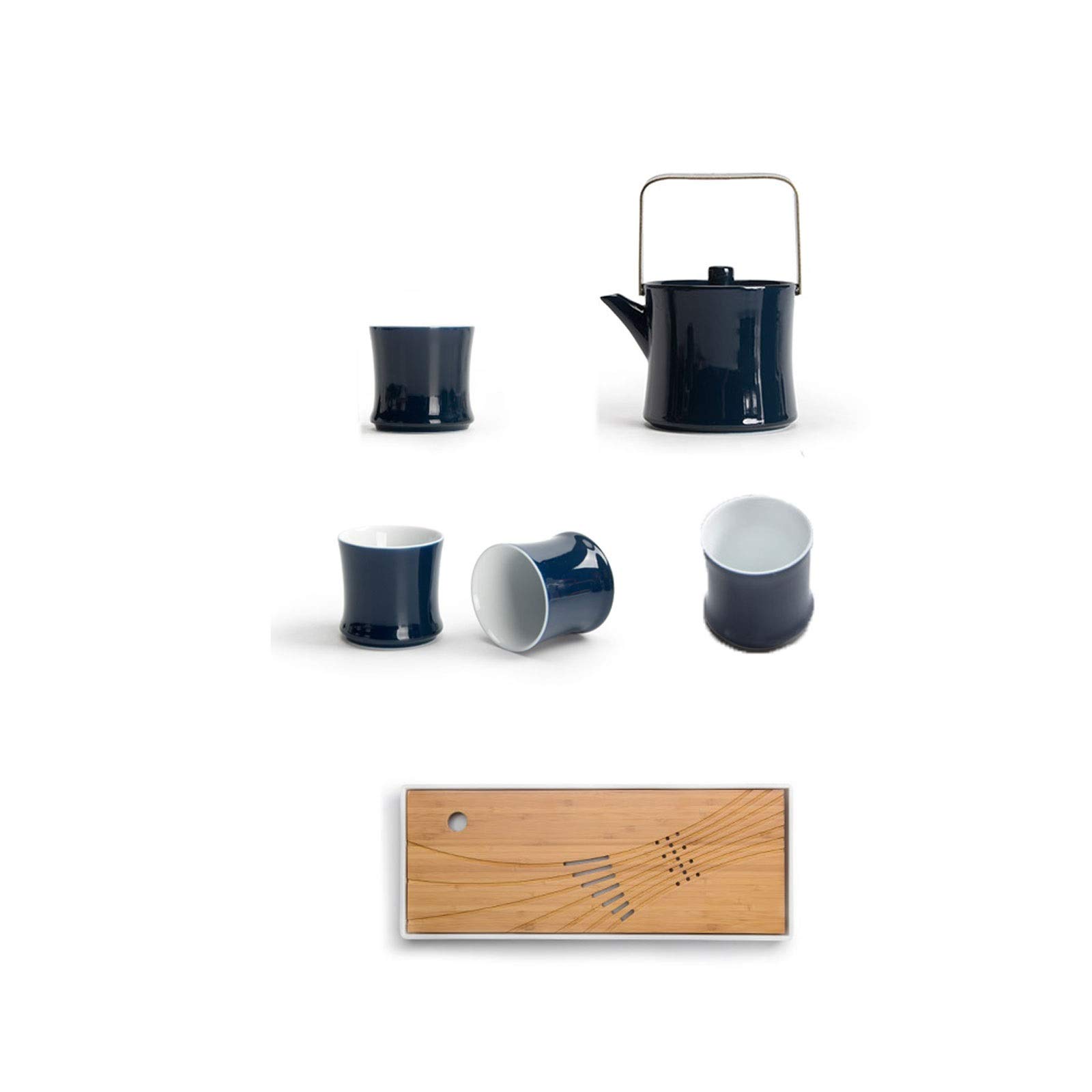 Service à thé, Service à thé Service à thé en céramique Comprenant Une théière, des Tasses à thé avec Plateau à thé Amovible, Une théière Traditionnelle avec Filtre Amovible en aci