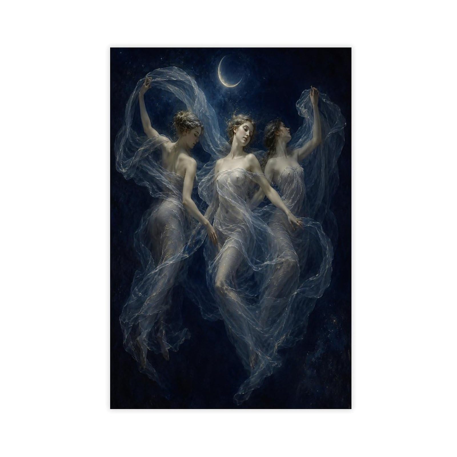 W7c8u2x3 Unframe-Style-16 Moon Dancers Canvas Wall Art, Ethereal Spirits Reading Corner