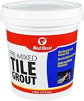 Red Devil 0428 Pre-Mixed Tile Grout 1 Pint White - Pro Quality Adhesion, DIY Ease for Walls & Floors, Water Cleanup, USA Made