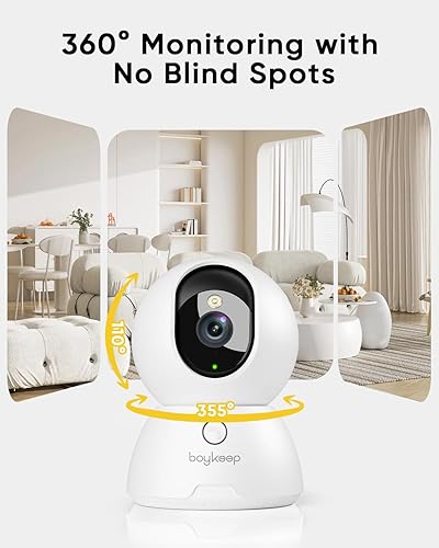 Miniatura 4 de BoyKeep Cámara para mascotas 2K, cámaras de 5G2.4GHz para seguridad del hogar, cámara interior con aplicación de teléfono, audio de 2 vías, visión
