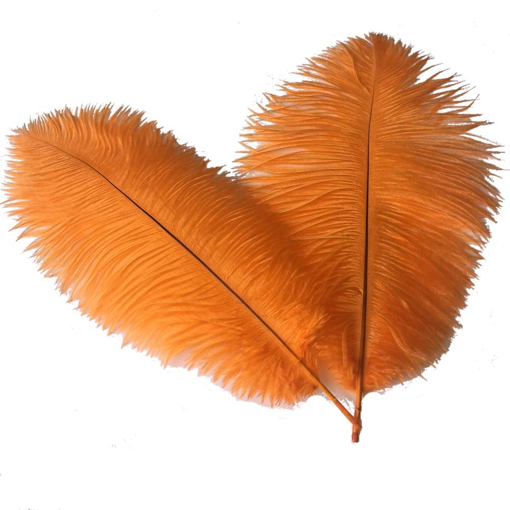 Sowder 14-16inch(35-40cm) Ostrich Feathers Plume for Wedding Centerpieces Home Decoration Pack of 10pcs(orange)