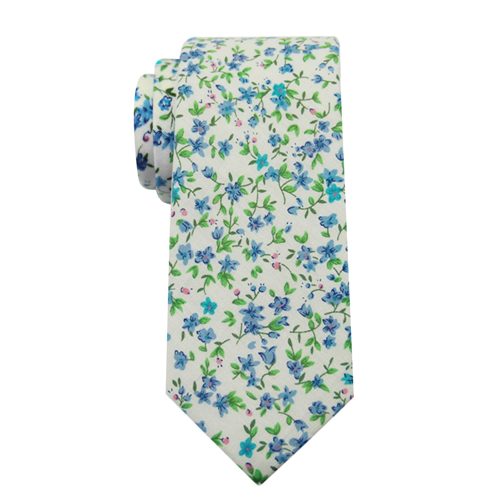 Mantieqingway Floral Ties for Men Skinny Cotton Tie Flower Necktie