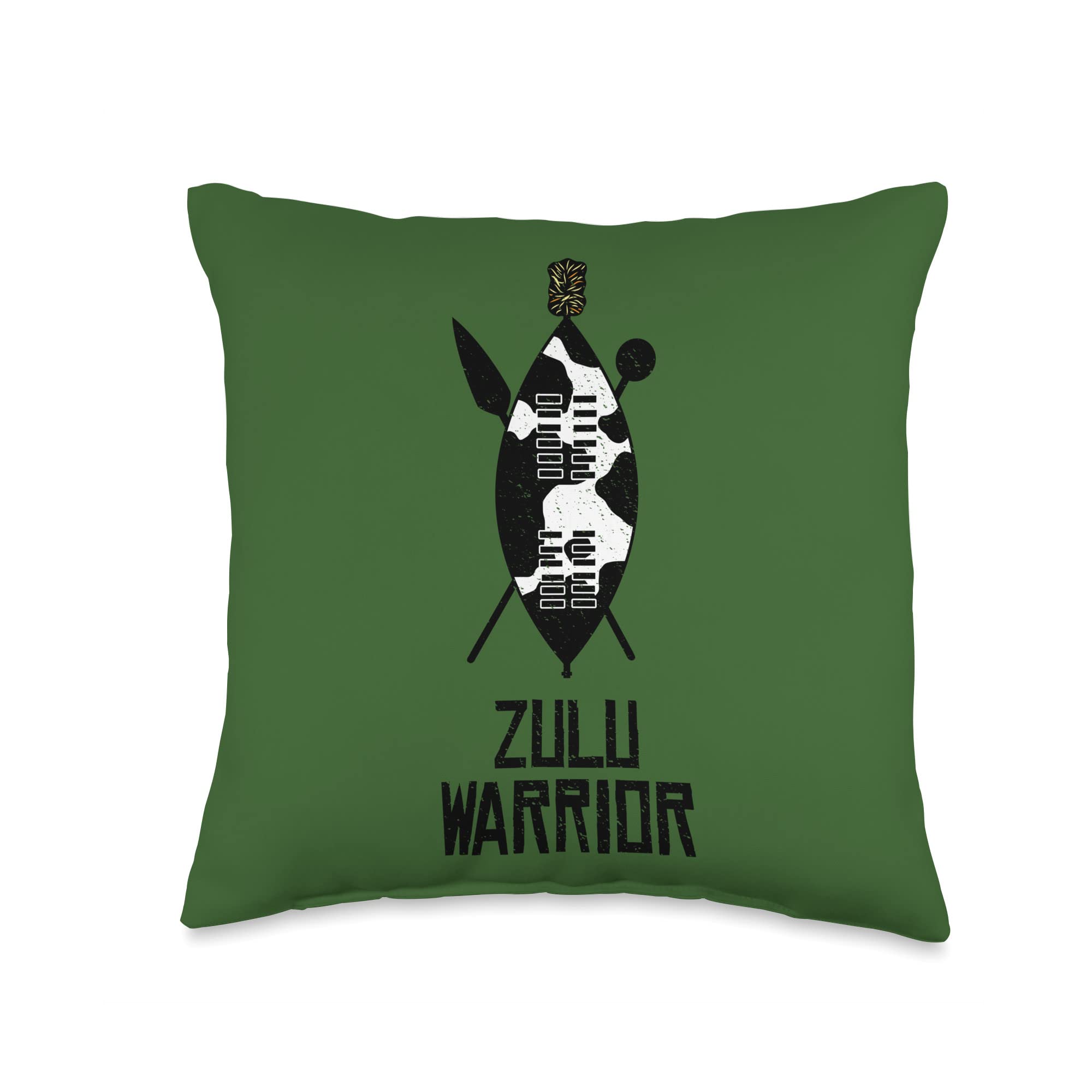 Zulu Warrior Shield Cow Hide Spear Knobkerrie South Africa Throw Pillow, 16x16, Multicolor
