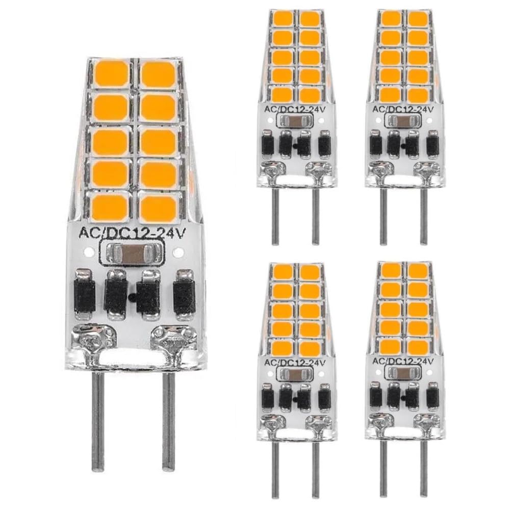 LEDLOCLB GY6.35 LED Bulb 5W AC/DC 12V 24V 360?Beam Angle Dimmable Replacement for 30W Halogen Bulb for Living Room Lighting (Pack of 3),Cold White,5W 5pcs