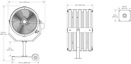 Miniatura 4 de Big Ass Fans - Chaqueta amarilla, ventilador móvil para interiores y exteriores de 30 pulgadas, base portátil incluida con pedestal de 18 pulgadas,