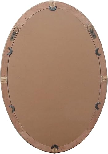 Miniatura 5 de PARISLOFT Espejo ovalado bohemio de 26 pulgadas con cuentas y decoración de ratán, espejo de decoración de granja, espejo de pared para sala de