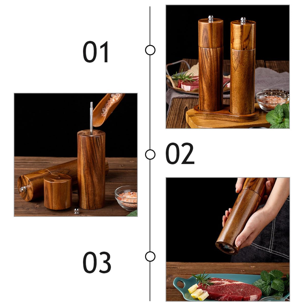 Manuelle Salz und Pfeffermühle Einfache Bedienung und mit Keramikmahlwerk aus Edelstahl Kreatives Design für Küche