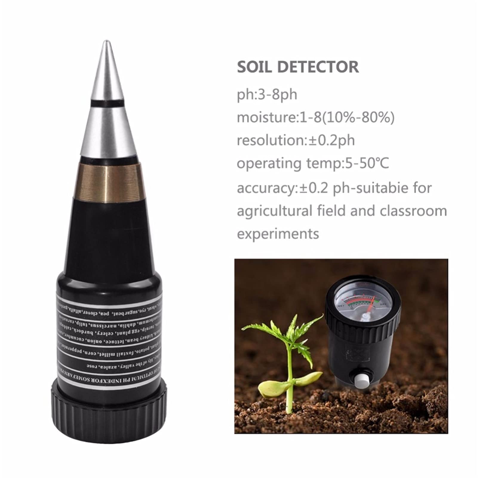 Tesor de Humedad de la Humedad del Suelo de Mano con el medidor de pH MEJO Digital MEJO DE PH RANJO DE PH 3~8PH, Rango DE MEISTRO 1~8,Medición rápida y precisa