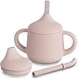Silicone Baby Sippy Cups | 3 Stages Training Cup Straw Cup for Infants Toddlers and Kid | 4 oz 1Pack