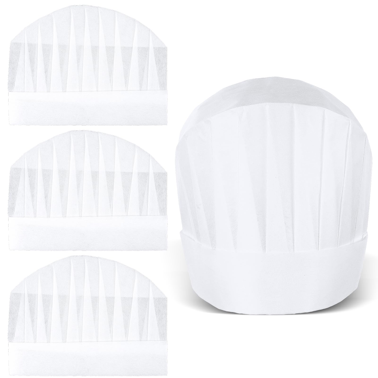 Cappello da cuoco usa e getta bianco 4 pezzi in tessuto non tessuto regolabile