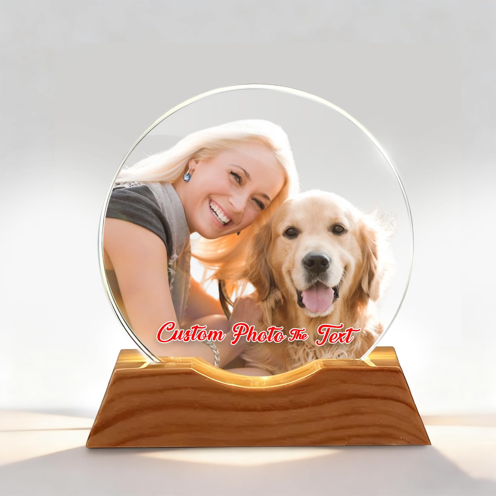 Wbw Customized Photo Text 3 Personalized Photo Snow Globe, Customized Christmas Snow Globe With Photo Text Led Light Base, Christmas Decorations Gifts For Parents Family Friend (Customized Photo Text 3)