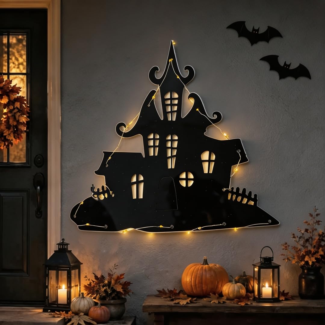 Halloween Silhouette Hanging Lights Spooky Wall Decoration (M)